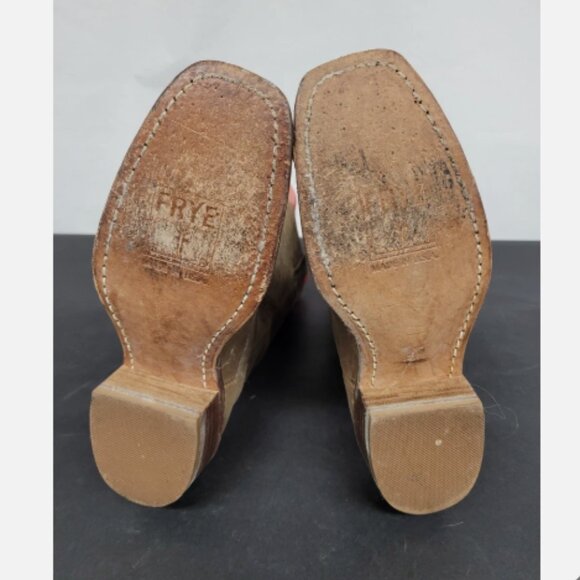 $565 Frye Cavalry 12L Tan Real Leather Vintage Tall PullOn Southern Cowgirl Boot - Picture 15 of 16
